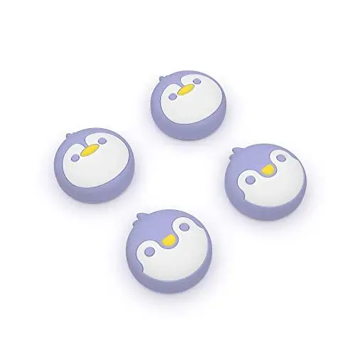 Produktbild: PlayVital Joystick Caps Kappen für Nintendo Switch/OLED/Lite,Stick Caps Kappen Aufsätze Silikon Analog Controller Joy Con Stick Kappen für Switch & Switch Lite & Switch OLED(Pinguin-Hellviolett)