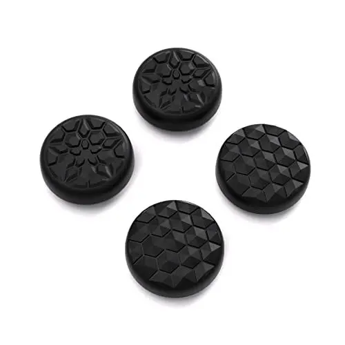 Produktbild: PlayVital Joystick Kappen für Steam Deck LCD,Thumbsticks Grips Caps für PS Portal Remote Player, Schutzkappen Zubehör für Steam Deck OLED Controller(Diamantkorn & Rissbomben Design Schwarz)
