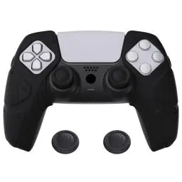 Produktbild: PlayVital Silikon Hülle für ps5 Controller,Case Zubehör Anti-Rutsche Schutzhülle Hülle mit Kappen für PS5 Wireless Controller(Mecha Edition,Schwarz)-Kompatibel mit Ladestation