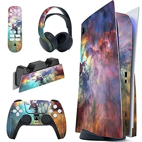 Produktbild: PlayVital Skin für ps5 Konsole Standard Disc Edition,Decal Sticker Aufkleber Vinyl-Skin Schutzfolie Folie für ps5 Konsole,Controller,Ladestation,Headset,Medienfernbedienung-(Mystischer Nebel)