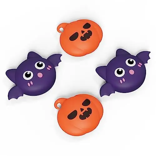 Produktbild: playvital Süße Stick Kappen für ps5/4,Caps Aufsätze für Xbox Series X&S,Thumbstick Schutzkappen Zubehör für Xbox One,Analog Stick Controller Kappen für Switch Pro-Halloween Kürbis Fledermaus