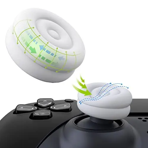 Produktbild: PlayVital Thumbstick Caps für ps5,Stick Aufsätze für ps4,Kappen für Xbox Series X&S,Joystick Caps Zubehör für Xbox One/Elite Series 2,Analog Stick Kappen für Switch Pro Controller-Weiß