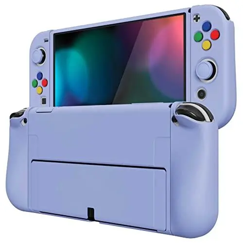 Produktbild: PlayVital ZealProtect Weiche Schutzhülle für Nintendo Switch OLED Konsole Joy Con, Case Hülle Cover Zubehör für Nintendo Switch OLED mit Sticks Kappen & ABXY Richtungstastenkappen(Hellviolett)