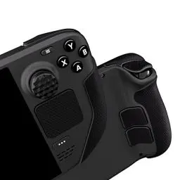 Produktbild: PlayVital Anti-Rutsche Griffmatte für Steam Deck LCD, Trackpads Matte Grip Pad Rückseite Tasten Pads Skin Sticker Set für Steam Deck OLED mit Thumbstick Kappen-Honigwabenstruktur Schwarz