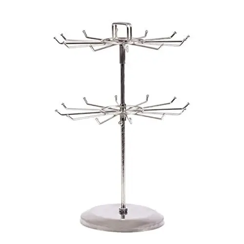 Produktbild: Plcnn 2-stufiger Drehbarer Schmuckständer, Schmuckbaum-Organizer, Drehbarer Halsketten-Armband-Organizer aus Metall mit 24 Haken, Drehbarer Halskettenhalter für Halsketten, Armbänder, Ohrringe(#1)