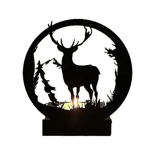 Produktbild: Plcnn Rentier-Teelichthalter, Dekorative Metall-Hirsch-Teelichthalter, Weihnachts-Rentier-Kerzenhalter, Tischdekoration, Bauernhaus-Kaminsims, Hirsch-Geschenk für Weihnachten(#1)