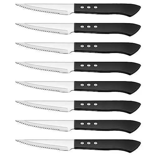 Produktbild: Pleafind Steakmesser, Steakmesser, Scharfe Steakmesser, Tischmesser Edelstahl, Tischmesser, Steakmesser, Fleischmesser (Glatter Griff, 8 Stück)