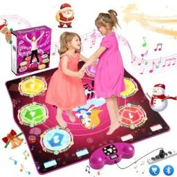 Produktbild: PLEGBLE Tanzmatte für Kinder ab 3 4 5 6 7 8 9 10 11 12 Jahre, Spielteppich Mädchen Spielzeug ab 3-12 Jahre, Geschenke Weihnachten, Type-C Anschluss für Stabile Stromversorgung, Bluetooth Musik, 6 Modi