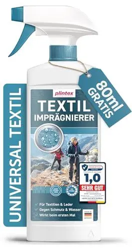 Produktbild: PLINTEX® Textil Imprägnierspray 580 ml - für Funkionstextilien ohne Baumwollanteil, Leder und Schuhe - Nano Membran Imprägnierung - Dermatologisch getestet & atmungsaktiv