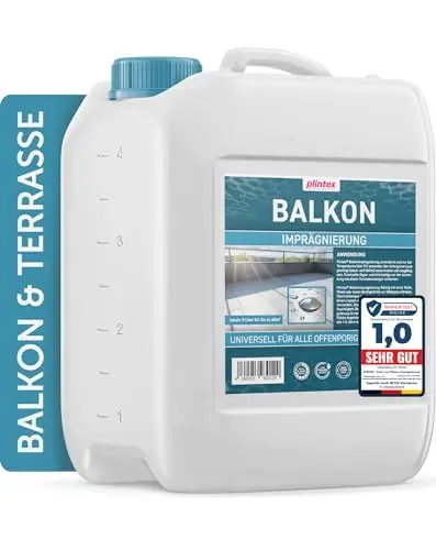 Produktbild: PLINTEX® (5L) Balkonimprägnierung Außen & Innen I Balkon Imprägnierung universell anwendbar I Naturstein, Steinplatten, Pflasterstein I Steinversiegelung