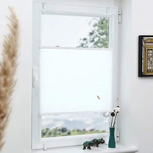 Produktbild: Plissee Klemmfix ohne Bohren Weiß 90x140cm(BxH) Plissees lichtdurchlässig Blickdicht Jalousien ohne Bohren Fensterrollo Klemmrollos Sonnenschutz Sichtschutz Faltrollo Easyfix Rollos für Fenster