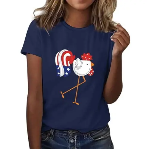 Produktbild: Plissee Shirt Sommer T Shirts Frauen Langarmshirt Tunika Damen T-Shirt mit Rundhalsausschnitt Kurzärmelig Bedruckt Modisches Freizeitoberteil (Navy S)