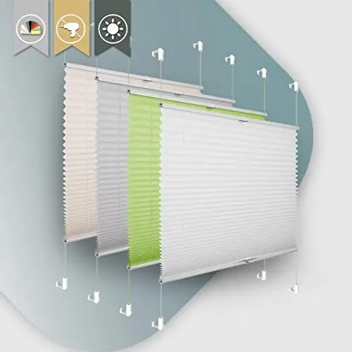 Produktbild: Plissee ohne Bohren Klemmfix 80x110cm(BxH) Weiß Jalousie Sonnenschutz Easyfix Faltrollo Lichtdurchlässig Rollo für Fenster & Tür