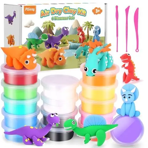 Produktbild: Pllieay Lufttrockener Ton, ultraleichter Modellier-Ton, Magic Clay DIY Kreativer Modellierungsteig Modelliermasse Lufttrocknend Knete Lufttrocknend Kinder Kunsthandwerk Geschenk (Dinosaurier)