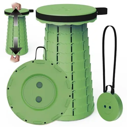 Produktbild: PLOGGING Tragbarer Teleskophocker,Tragbarer Klapphocker,einziehbarer Klapphocker für Camping,Angeln,Reisen, Grillen,Wandern,erstellbare Klapphocker,Faltbarer Hocker,Belastung 200kg mit Karabiner