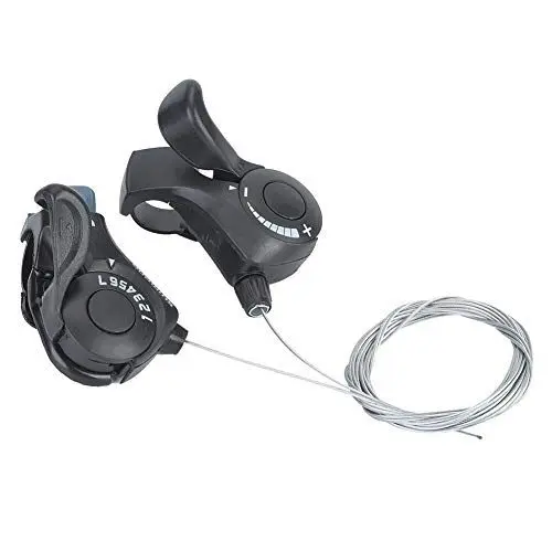 Produktbild: plplaaoo 3-Gang-Links-Index-Trigger-Schalthebel, Fahrrad-Schalthebel, 7-Gang-Rechts-Drehgriff-Schalthebel, Fahrradgriff-Schalthebel aus Aluminiumlegierung, schwarzer Mountainbike-Schalthebel, Fah