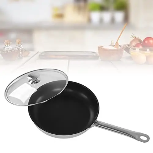 Produktbild: plplaaoo Bratpfanne aus Edelstahl mit Kochdeckel,spülmaschinenfest und ofenfest, Antihaftpfanne Bratpfanne ohne Öldämpfe aus Edelstahl mit Deckel für Küchengeschirr, Bratpfanne aus Edelstahl mit