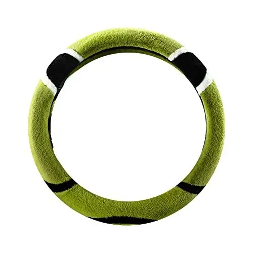 Produktbild: Plüsch Auto Lenkradabdeckung, MoreChioce 38cm Plüsch Lenkradhülle Atmungsaktiv Bequem Lenkradschutz Rutschfest Lenkradbezug Warm Winter-Auto-Lenkradschoner,Grün