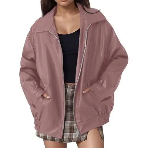 Produktbild: Plüsch Hausschuhe Damen Damen-Mäntel Damen Mantel Winter Lang Holzfäller Jacke Gefüttert Wintermantel Damen Schwarz Mantel Rosa Mantel Damen Lang Jacke Damen Cowboy Mantel Rosa M