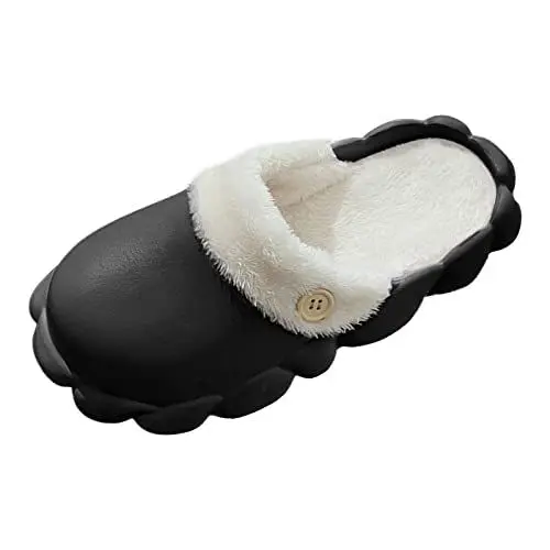 Produktbild: Plüsch Schlappen Kinder Plüsch Hausschuhe Rosa Winter-Paare Herren rutschfeste warme Indoor Home Bequeme wasserdichte abnehmbare Baumwollhausschuhe Plüsch Schlappen Kinder Plüsch (Black, 45)