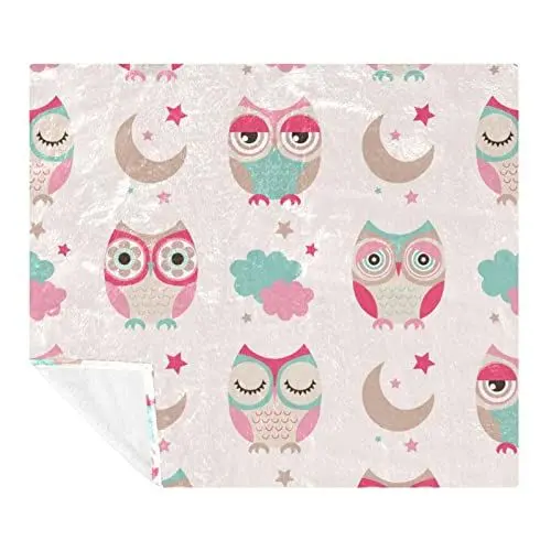 Produktbild: Plüschdecke, Nickerchendecke, Warm Cosy Soft, Mikrofaserdecken,Karikatur Eulen Mond