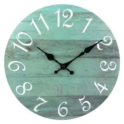Produktbild: Plumeet 25cm Holz Wanduhr Rahmenlose Wanduhr mit Geräuschlosem Quarzwerk Moderner Rustikale Küsten Country Village Uhr Dekoration Wohnzimmer Schlafzimmer Küche, Grün