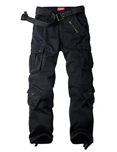 Produktbild: siyecaoo Damen Hosen Cargo Hose Multi Taschen Jogginghose Sporthose Workwear Reißverschluss Armee Militär Freizeithose Trainingshose Relaxed-Fit Damen Cargo Hose Schwarz 2-XXS DE-32