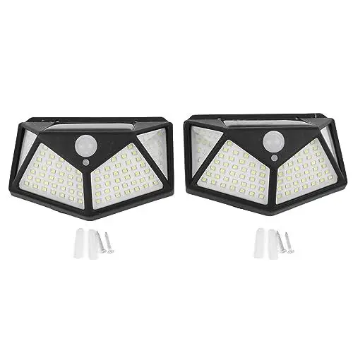 Produktbild: 2er-Pack Solarleuchten für den Außenbereich, 100 LED-Außenleuchten mit Bewegungsmelder, wasserdichte Solar-Wandleuchten für den Außenbereich, für Garten, Terrasse, Hof