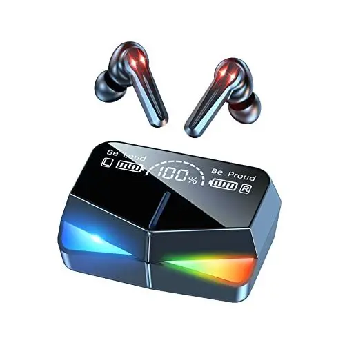 Produktbild: Plyisty Kabellose Bluetooth-Ohrhörer, True Wireless In-Ear-Ohrhörer Bluetooth 5.1-Kopfhörer, mit 2000-mAh-Ladekoffer, Batterieanzeige, Stereo-Sound, Spiegelbildschirm(Schwarz)