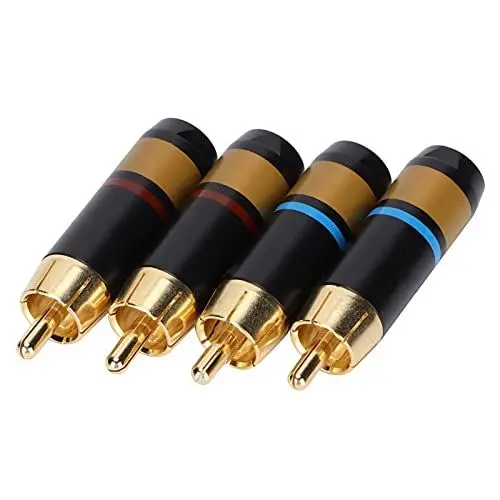 Produktbild: Plyisty Klinkenstecker, 4 Stück R1759 -Lotusstecker, Vergoldetes Messing, Verschleißfester -Stecker mit Kohlefasergehäuse, für Signalkabel, Koaxialkabel