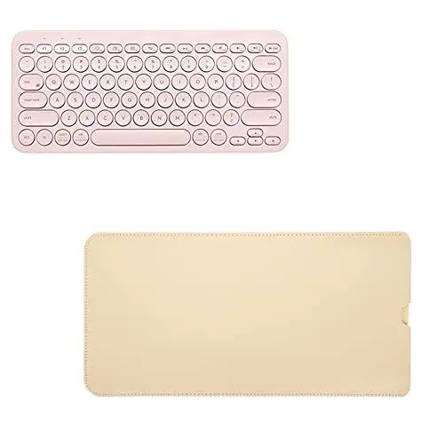 Produktbild: Plyisty PU-Leder-Tastaturhülle für K380, wasserdichte und Verschleißfeste Tastaturhülle, Leichte Tragbare Tastaturhülle, für Reisen/Ausflüge/Studenten/Büro(Helle Aprikose)
