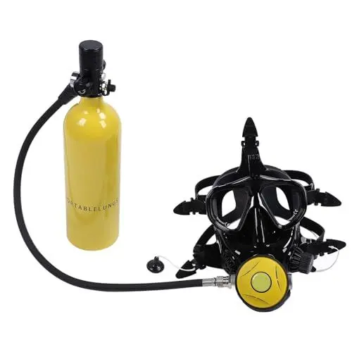 Produktbild: Plyisty Tauchflasche mit Vollgesichts-Tauchmaske, 1-Liter-Tauchflaschen-Maskenset mit Kamerahalterung, Unterwasseratemsystem für Unterwassererkundungen (Yellow)