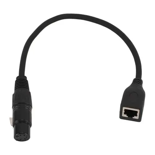 Produktbild: XLR-5-Pin-RJ45-Adapterkabel, XLR-5-Pin-Buchse auf RJ45-Buchse, XLR-Buchse auf RJ45-Buchse, 5-Pin-DMX-Ethernet-Adapter, 30 cm