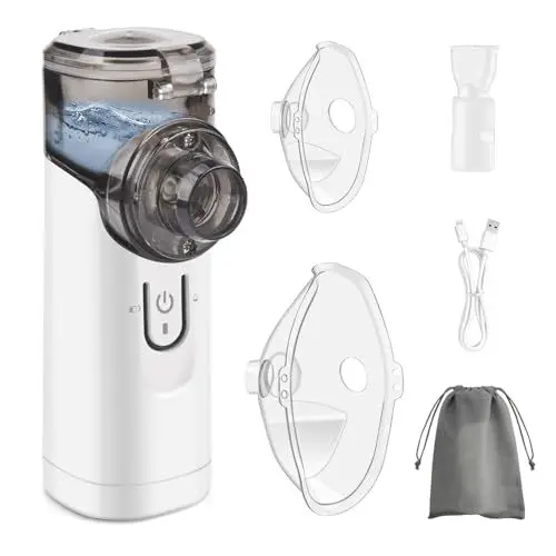 Produktbild: Pmgud Tragbarer Inhalator für Kinder und Erwachsene Elektrisches Inhalationsgerät mit Niedrigem Geräuschpegel, Inklusive Mundstück, Erwachsenen- und Kindermaske, Ideal für Zuhause und Reisen - Schwarz