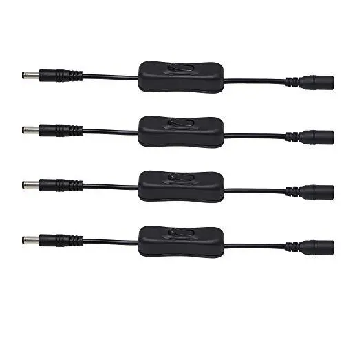 Produktbild: PNGKNYOCN 20cm DC 5,5 x 2,1mm Verlängerungskabel DC Gleichstrom EIN/Aus-Schalterkabel von Stecker zu Buchse,für LED-CCTV-Überwachungskamera (4-Pack)
