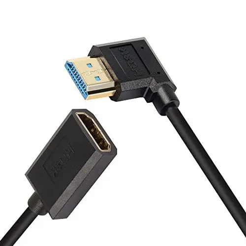 Produktbild: PNGKNYOCN 8K HDMI kurzes Kabel, 0.3M/1FT 90 Grad Ultra High Speed links gebogen HDMI 2.1 Stecker auf Buchse, Verlängerungskabel, unterstützt 8K @ 60Hz, dynamisches HDR, HDCP eARC (links gebogen)
