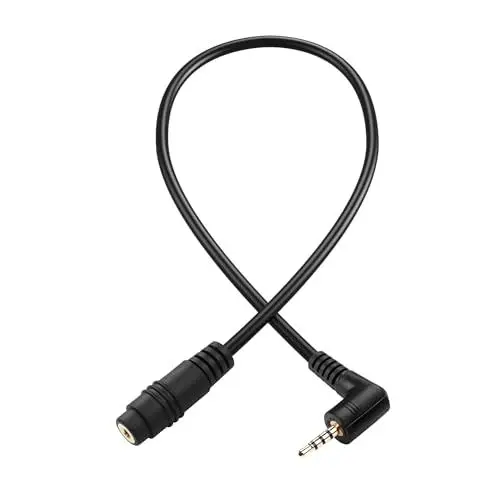 Produktbild: PNGKNYOCN Rechtwinkliges 2,5-mm-Audio-Verlängerungskabel, 90 Grad 2,5-mm-TRRS-Stecker zu weiblichem Stereo-Aux-Kabel, kompatibel mit Kopfhörern, Mikrofonen（0,3M）