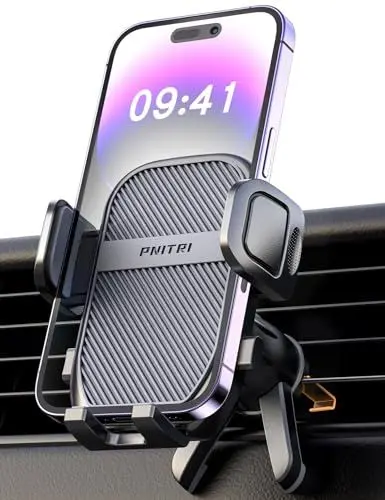 Produktbild: Pnitri Handyhalterung Auto, Lüftung Schutz Auto Handy Halterung Hakenclip und Beine Doppelte Unterstützung 360° Drehbar KFZ Handyhalter Auto für iPhone Android Smartphone (4.0''-7.0'')