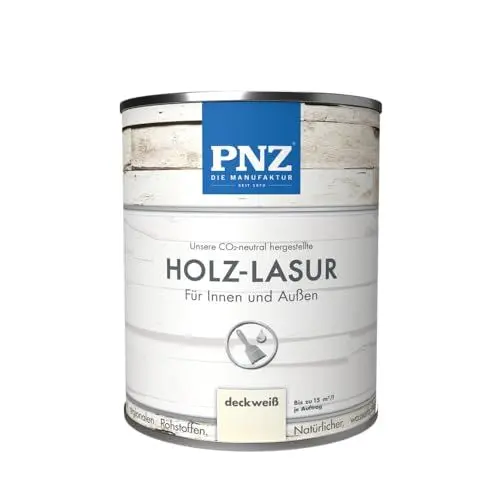 Produktbild: PNZ Holzlasur für Innen und Außen | lösemitttelfreie Farblasur | Nachhaltig hergestellt mit regionalen Rohstoffen | für alle Hölzer, auch Bienenhäuser, Gebinde:0.25L, Farbe:deckweiß