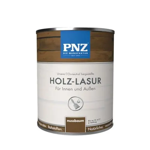 Produktbild: PNZ Holzlasur für Innen und Außen | lösemitttelfreie Farblasur | Nachhaltig hergestellt mit regionalen Rohstoffen | für alle Hölzer, auch Bienenhäuser, Gebinde:2.5L, Farbe:nussbaum