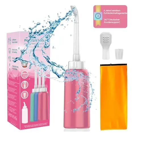 Produktbild: Po Dusche 550 ml – Intimdusche für Wochenbett & empfindliche Haut – Podusche für Frau & Mann mit 13-Loch-Düse – Ersetzt feuchtes Toilettenpapier – Bidet Handbrause mit Beutel & Staubkappe