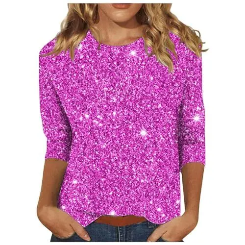 Produktbild: Poamen 2024 Pailletten Bluse Damen Langarm Festliche Glitzer Oberteile Slim Fit Party Top Tunika schwarzer Hoodie Damen(Lila,L)
