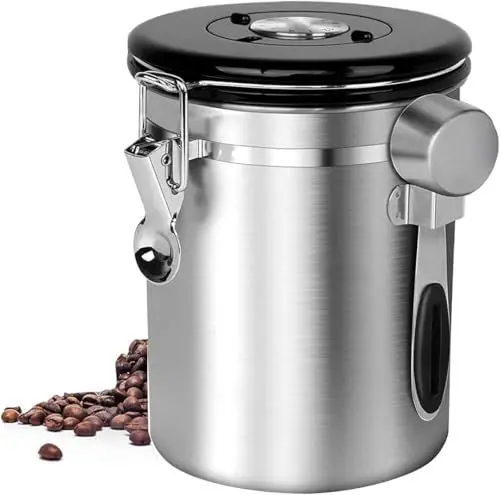 Produktbild: pobowlgarls Kaffeekanister luftdichter Kaffeebehälter, luftdichter Edelstahlspeicherbehälter mit Schaufel, Kaffeeglas für Bohnen oder Boden, Küchennahrung, Tee, Mehl, Zucker