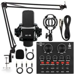 Produktbild: Podcast Mikrofon Bündeln, Alles in Einem Audioschnittstelle mit Studio-Kondensatormikrofon, perfekt für Podcasting, Aufnahme, Gesang, Streaming und Gaming, PC, Smartphone, YouTube, TikTok