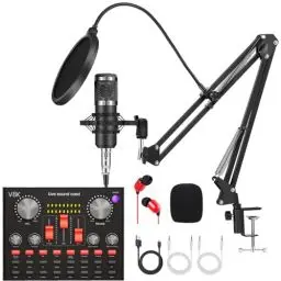 Produktbild: Podcast Mikrofon Bündeln, Audio Interface mit Cardioid Designer BM800 Mikrofon für Gamer und All-in-One Mischpultr, Perfekt für Live Streaming, Singen, YouTube, Gaming