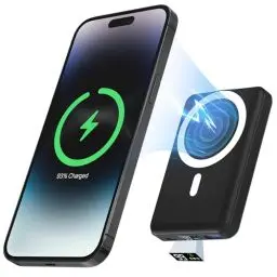 Produktbild: Podoru for Magsafe powerbank 10000mAh,Magnetische Power Bank mit Typ-C Kabel LED Display PD 22.5W Schnellladen Mini Mag-Safe AkkuPack für iPhone 16/15/14/13/12/Mini/Pro/Pro Max (Schwarz)