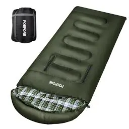 Produktbild: POEPORE Schlafsack Outdoor 3-4 Jahreszeiten Flanell Schlafsäcke Leichter Deckenschlafsack Kleines Packmaß für Erwachsene mit Arme und Füße Reißverschluss 220x80 cm Olive