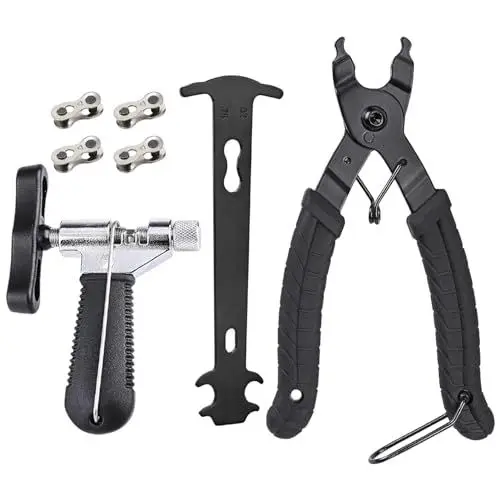 Produktbild: POHOVE Kettennieter Fahrrad, Kettenschloss Zange und 4 Paar Fahrradketten Nietwerkzeug, Fahrradketten Reparatur Set für 6-12 Fach Fahrradkette Werkzeug, für Rennrad, Mountainbike, Sportbike