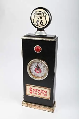 Produktbild: point home Design-Schlüsselschrank „Zapfsäule“ mit Uhr, Retro, schwarz, 63cm
