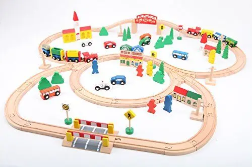 Produktbild: point-kids Eisenbahn-Set aus Holz - 100 Teile
